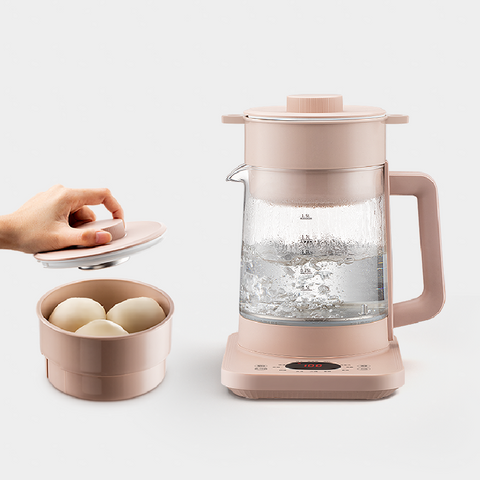 1.5L高硼矽玻璃多功能溫度可調速煮無繩電熱水壺